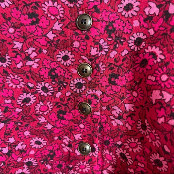 Anthropologie Women’s Maeve Red Black-SZ M-Babydoll Short Puffed Sleeves Top - Picture 6 of 10